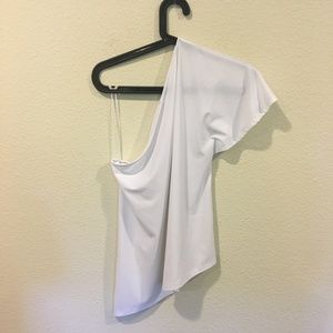 Leith Tops - Leith white one shoulder top Leith Tops - Leith white one shoulder top